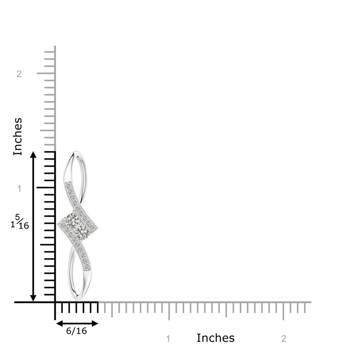 3.2mm KI3 Prong-Set Two Stone Diamond Bypass Pendant in White Gold product image