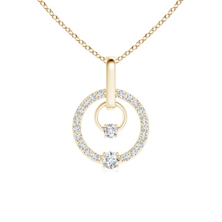 2.5mm GVS2 Circle of Love Double Diamond Mom's Pendant in Yellow Gold