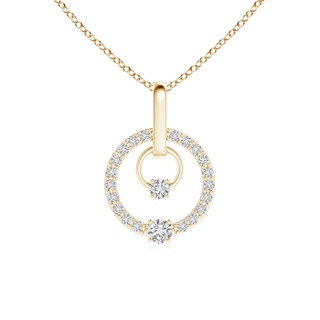 2.5mm HSI2 Circle of Love Double Diamond Mom's Pendant in Yellow Gold