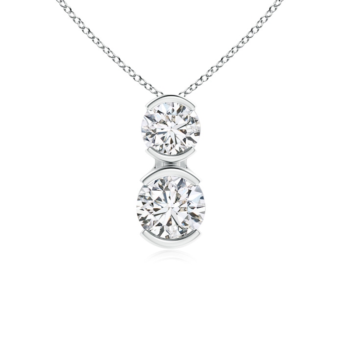 3.5mm HSI2 Semi Bezel-Set Two Stone Diamond Pendant in White Gold 