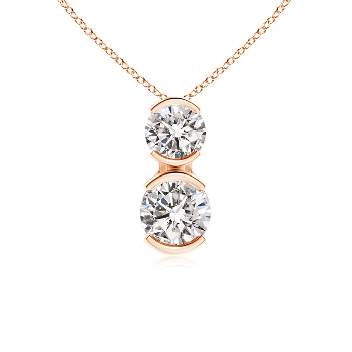3.5mm IJI1I2 Semi Bezel-Set Two Stone Diamond Pendant in Rose Gold 
