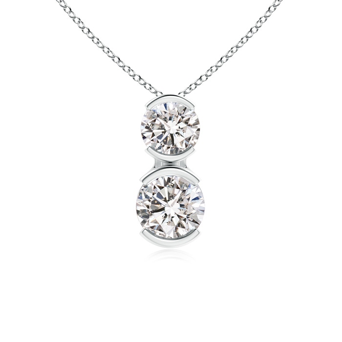 3.5mm IJI1I2 Semi Bezel-Set Two Stone Diamond Pendant in White Gold 