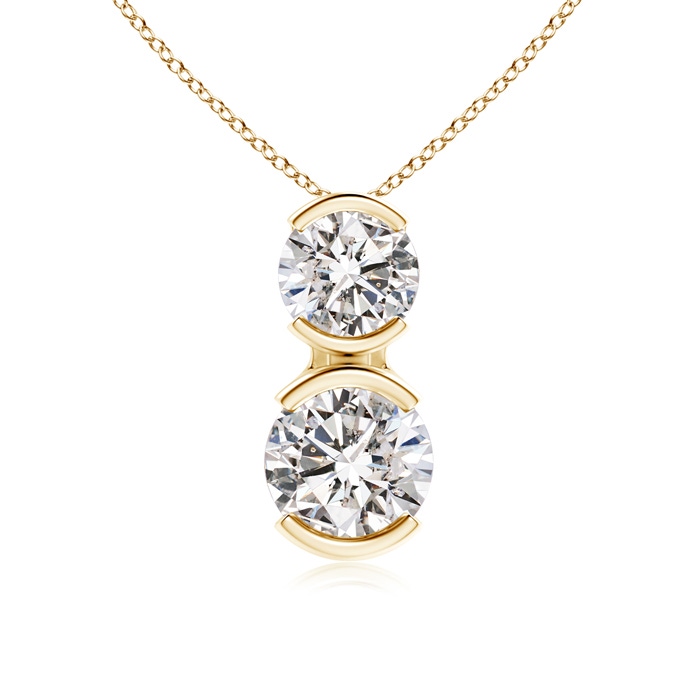 4.2mm IJI1I2 Semi Bezel-Set Two Stone Diamond Pendant in Yellow Gold 