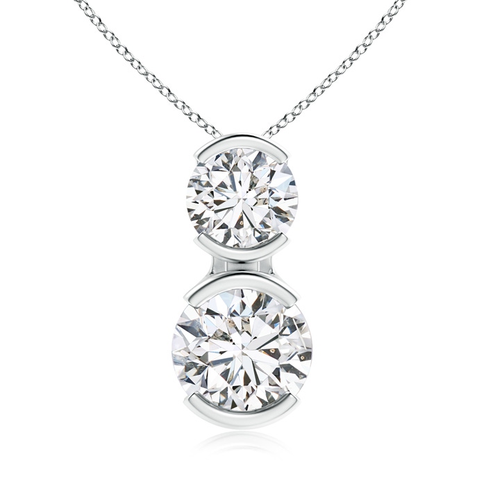 5.1mm HSI2 Semi Bezel-Set Two Stone Diamond Pendant in White Gold 