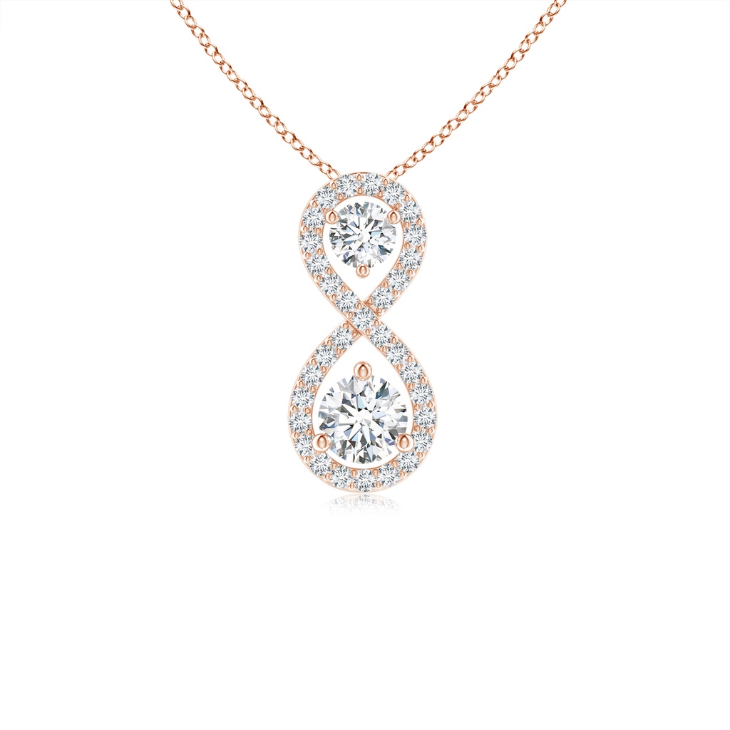 2.9mm GVS2 Prong-Set Double Diamond Infinity Pendant in Rose Gold