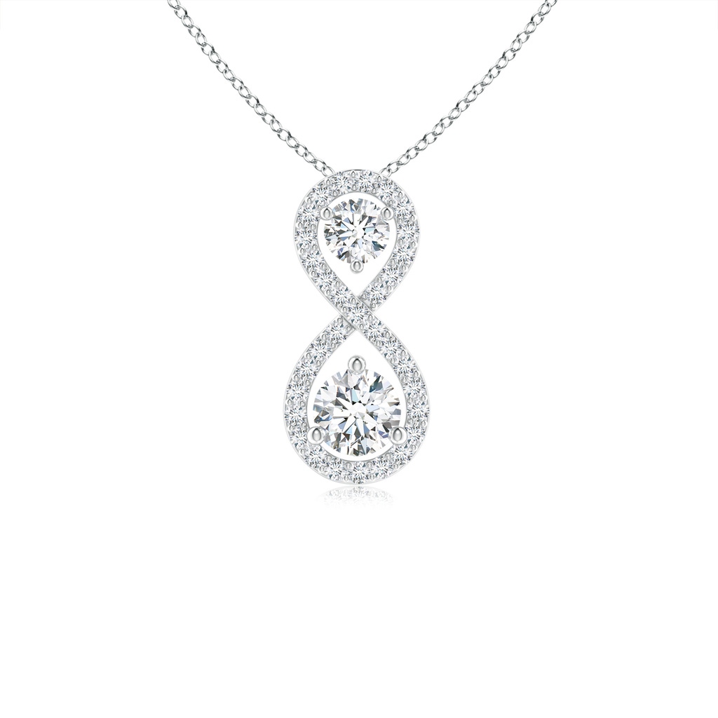 2.9mm GVS2 Prong-Set Double Diamond Infinity Pendant in White Gold