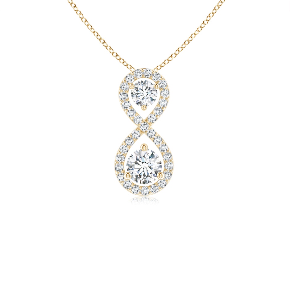 2.9mm GVS2 Prong-Set Double Diamond Infinity Pendant in Yellow Gold 