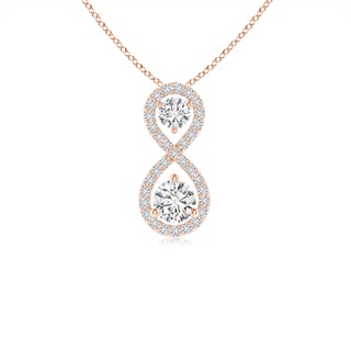 2.9mm HSI2 Prong-Set Double Diamond Infinity Pendant in 9K Rose Gold