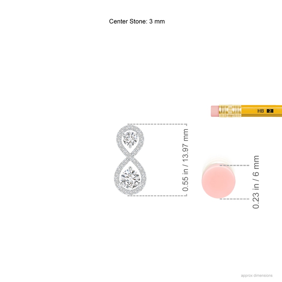 2.9mm HSI2 Prong-Set Double Diamond Infinity Pendant in P950 Platinum ruler