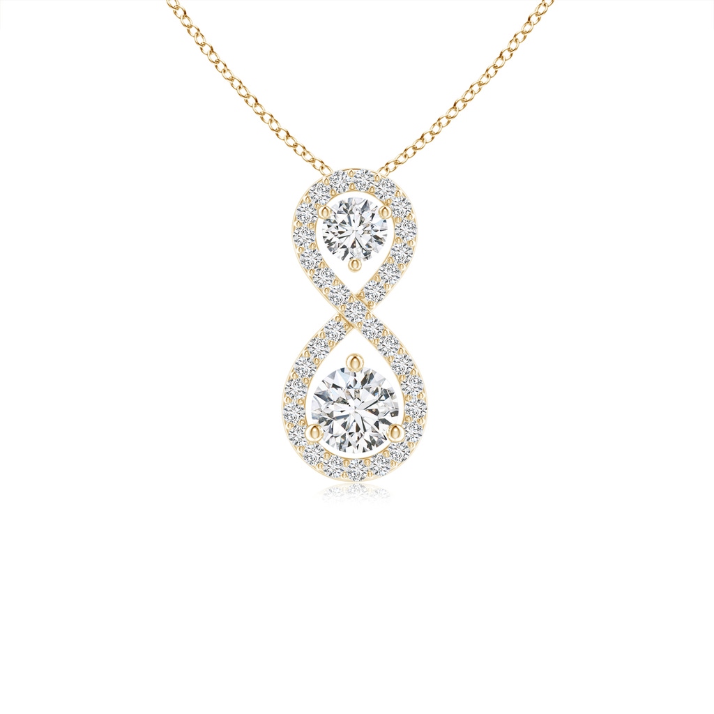 2.9mm HSI2 Prong-Set Double Diamond Infinity Pendant in Yellow Gold 