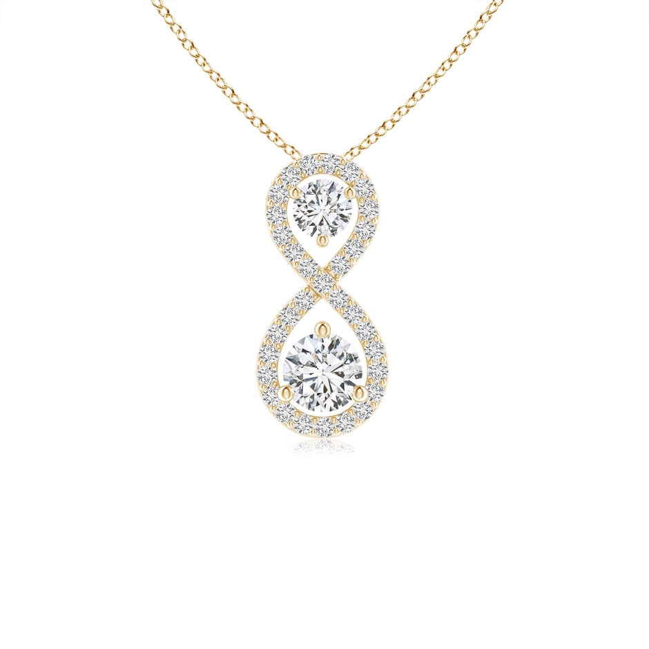 2.9mm HSI2 Prong-Set Double Diamond Infinity Pendant in Yellow Gold 