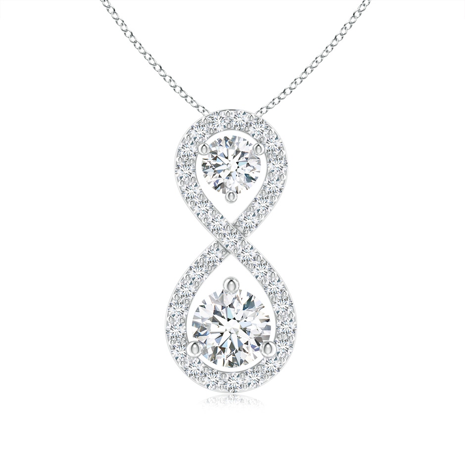4.5mm GVS2 Prong-Set Double Diamond Infinity Pendant in White Gold 