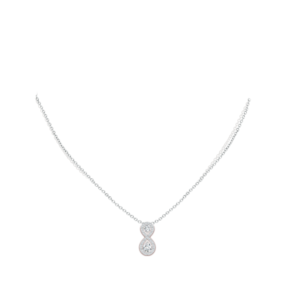 4.5mm GVS2 Prong-Set Double Diamond Infinity Pendant in White Gold body-neck