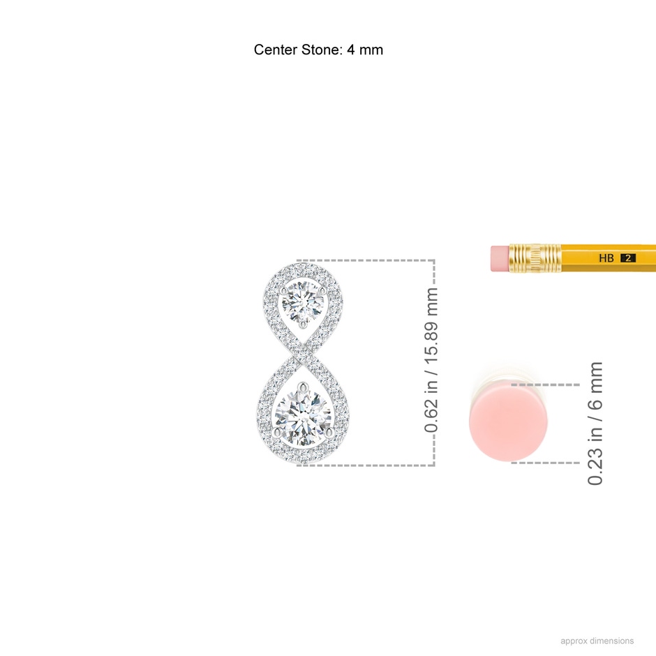 4mm GVS2 Prong-Set Double Diamond Infinity Pendant in P950 Platinum ruler