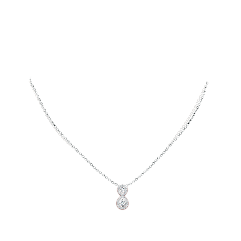 4mm GVS2 Prong-Set Double Diamond Infinity Pendant in P950 Platinum body-neck