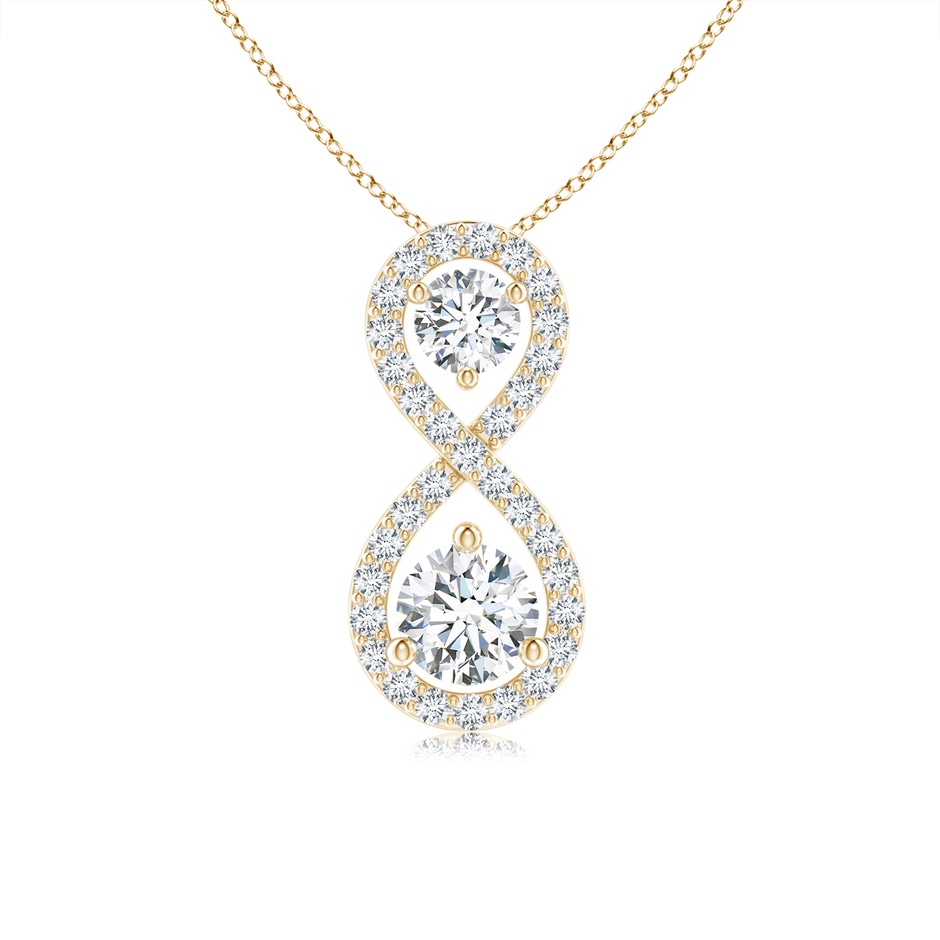 4mm GVS2 Prong-Set Double Diamond Infinity Pendant in Yellow Gold 