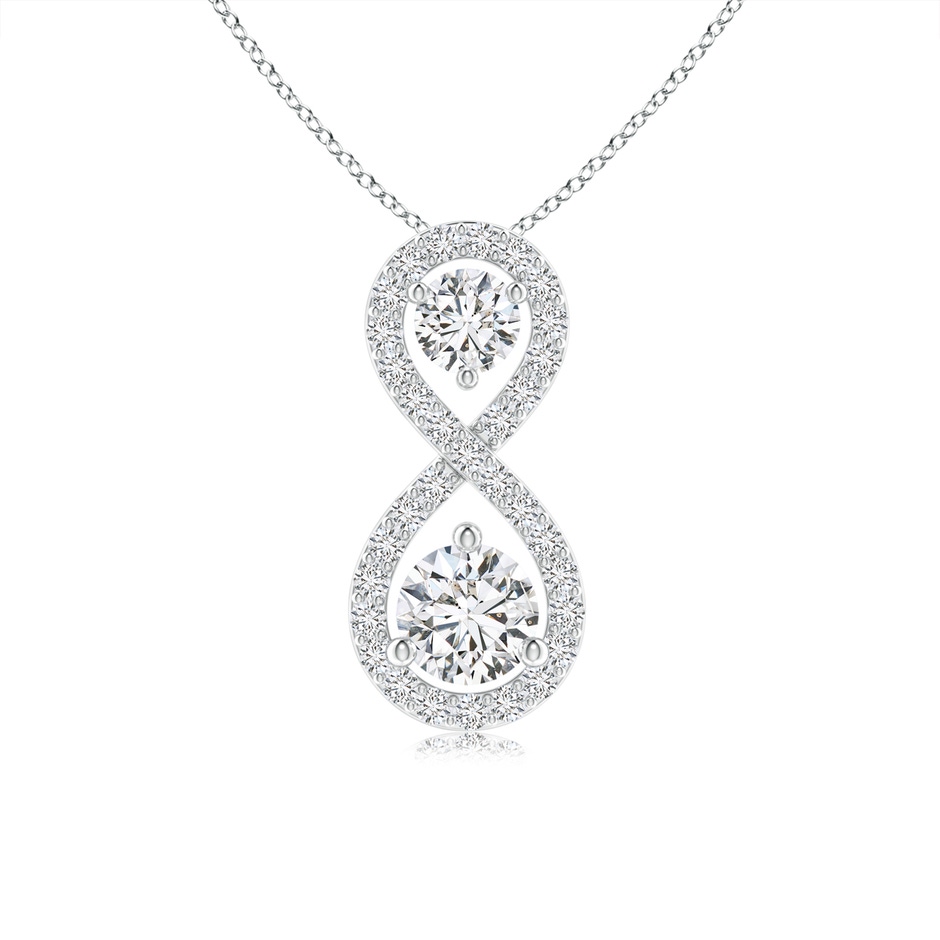 4mm HSI2 Prong-Set Double Diamond Infinity Pendant in White Gold 