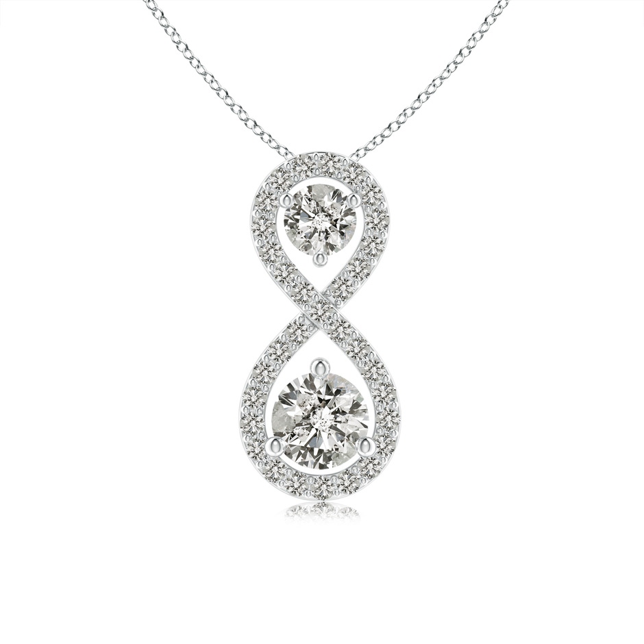4mm KI3 Prong-Set Double Diamond Infinity Pendant in White Gold 