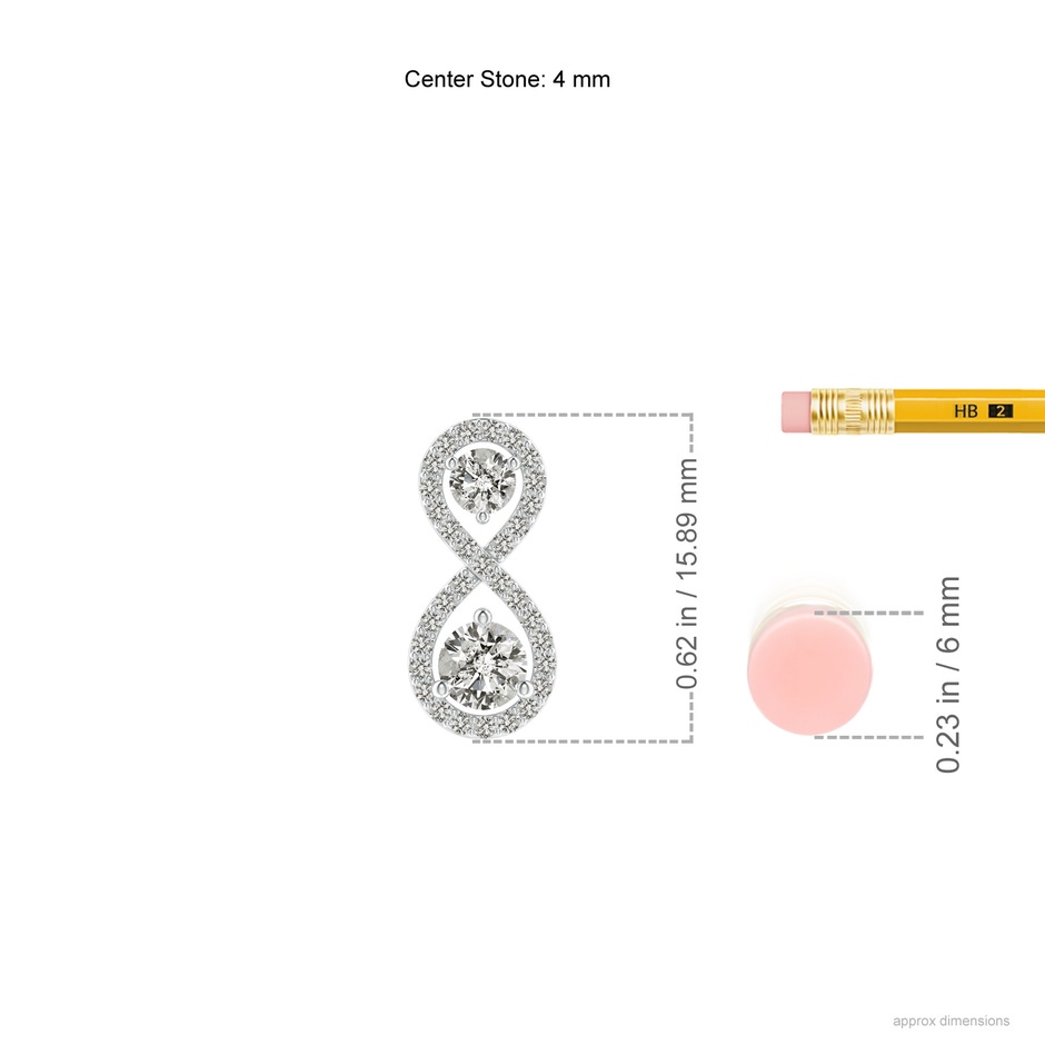 4mm KI3 Prong-Set Double Diamond Infinity Pendant in White Gold ruler