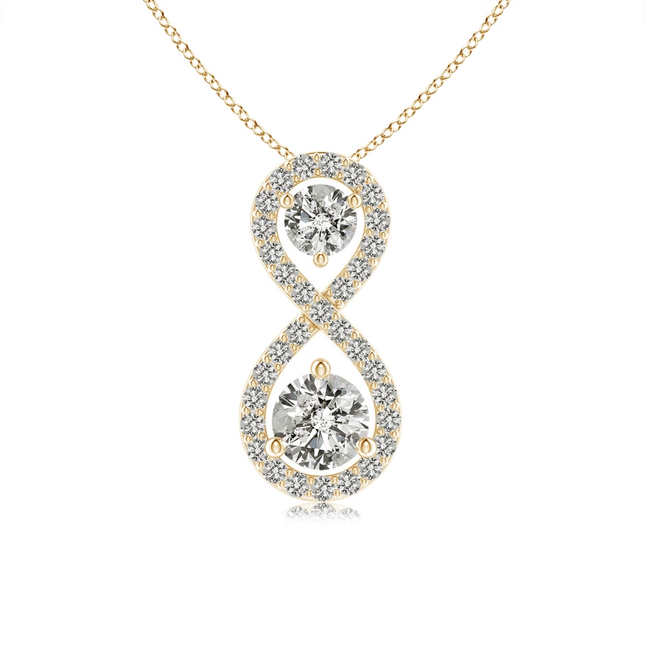 4mm KI3 Prong-Set Double Diamond Infinity Pendant in Yellow Gold 