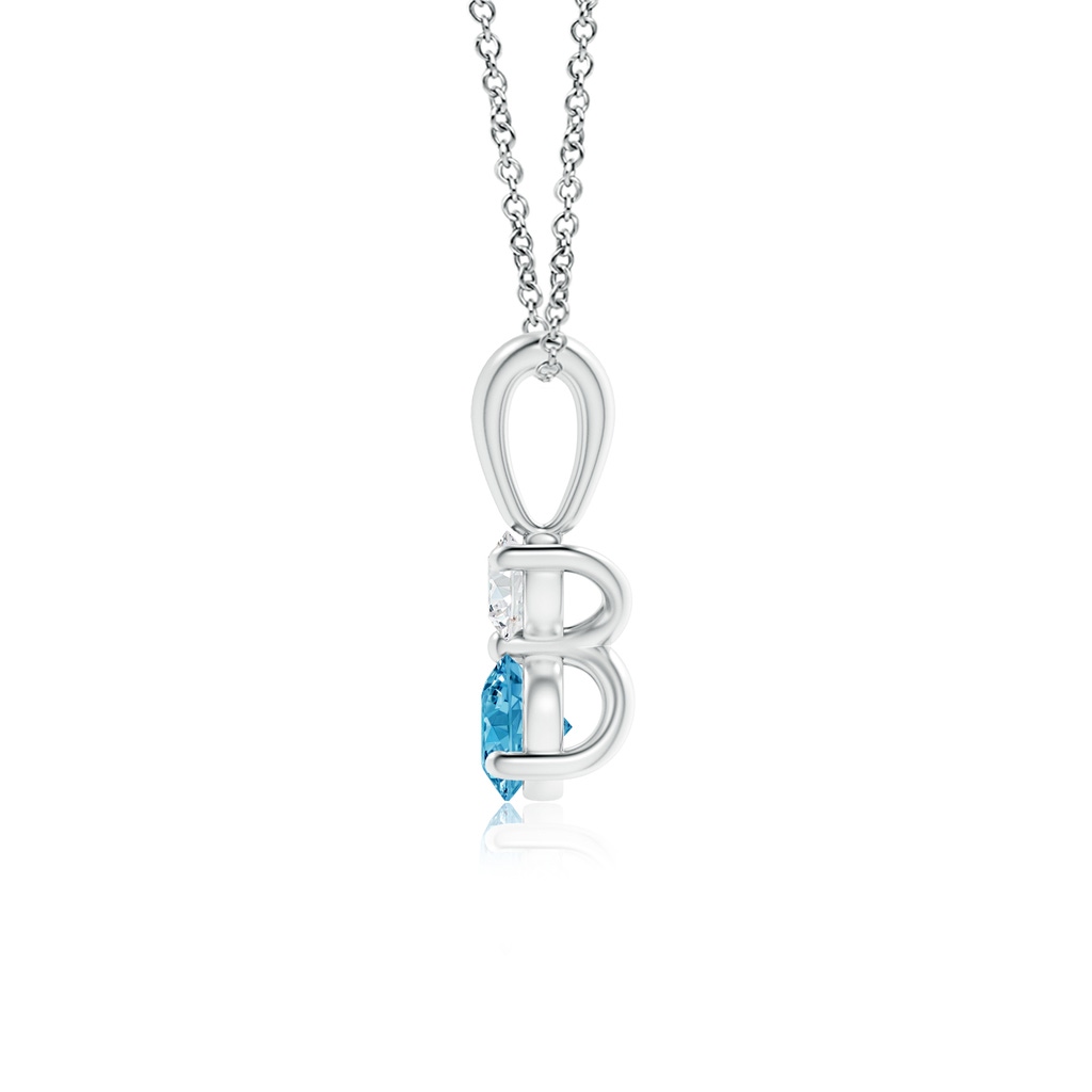 4mm AAAA Prong-Set Two Stone Fancy Intense Blue Diamond Pendant in P950 Platinum - side 199