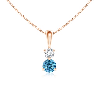4mm AAAA Prong-Set Two Stone Fancy Intense Blue Diamond Pendant in Rose Gold