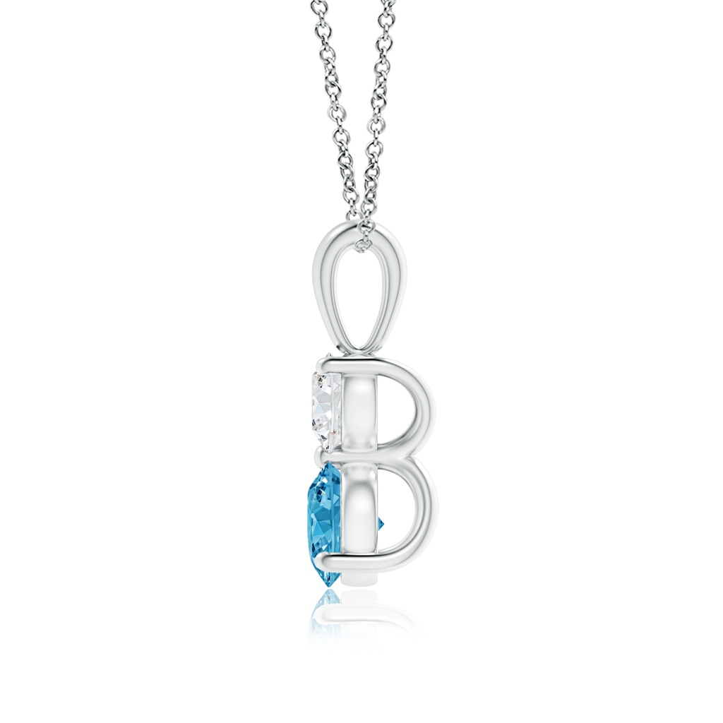 5.1mm AAAA Prong-Set Two Stone Fancy Intense Blue Diamond Pendant in White Gold - side 199