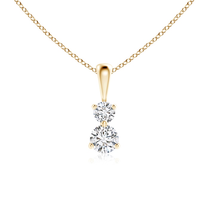 4mm HSI2 Prong-Set Two Stone Diamond Pendant in Yellow Gold