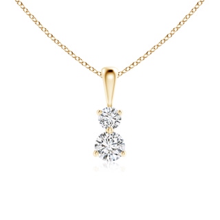 4mm HSI2 Prong-Set Two Stone Diamond Pendant in Yellow Gold