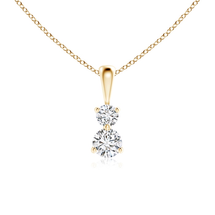 4mm HSI2 Prong-Set Two Stone Diamond Pendant in Yellow Gold 