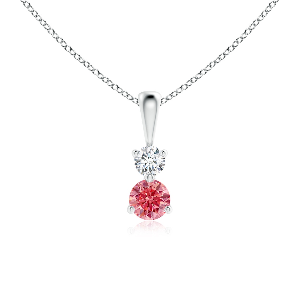 4mm AAAA Prong-Set Two Stone Fancy Intense Pink Diamond Pendant in P950 Platinum