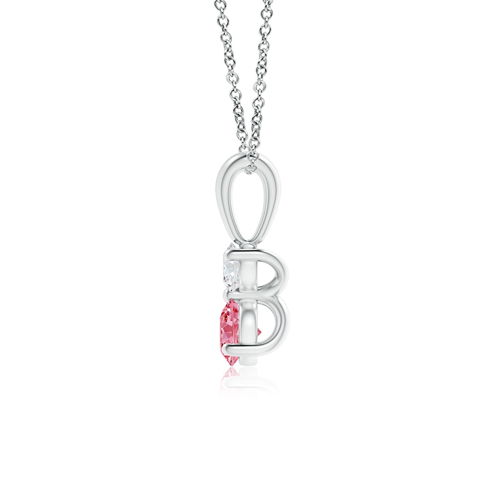 4mm AAAA Prong-Set Two Stone Fancy Intense Pink Diamond Pendant in P950 Platinum - side 199