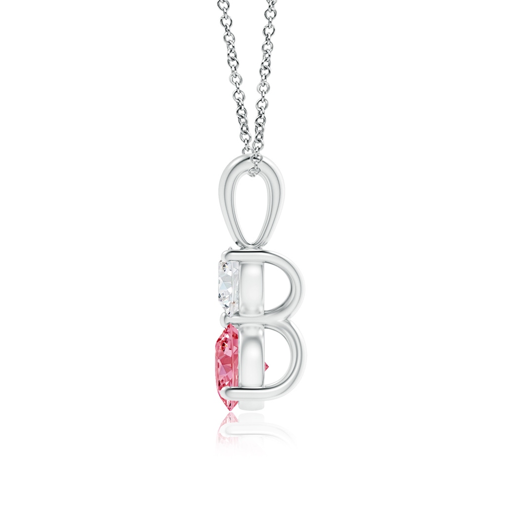 5.1mm AAAA Prong-Set Two Stone Fancy Intense Pink Diamond Pendant in White Gold - side 199