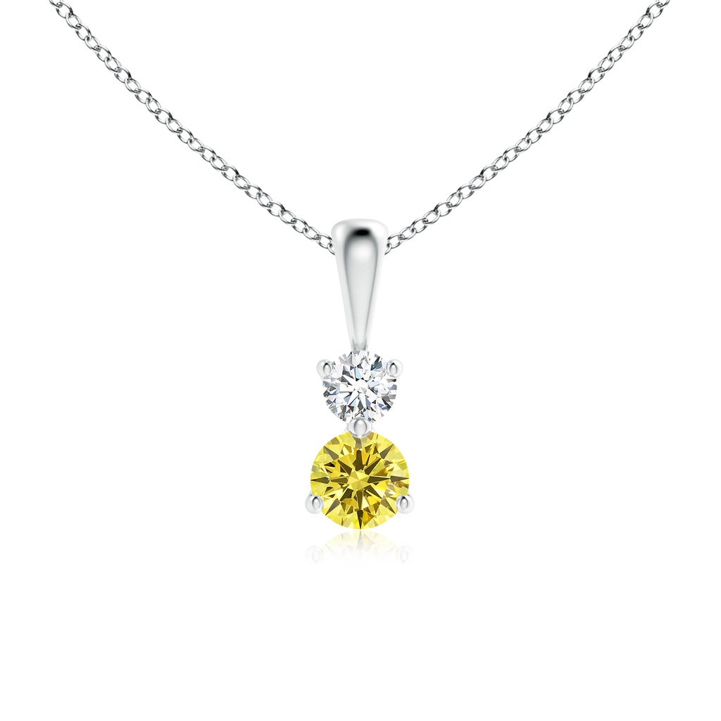 4mm AAAA Prong-Set Two Stone Fancy Intense Yellow Diamond Pendant in P950 Platinum