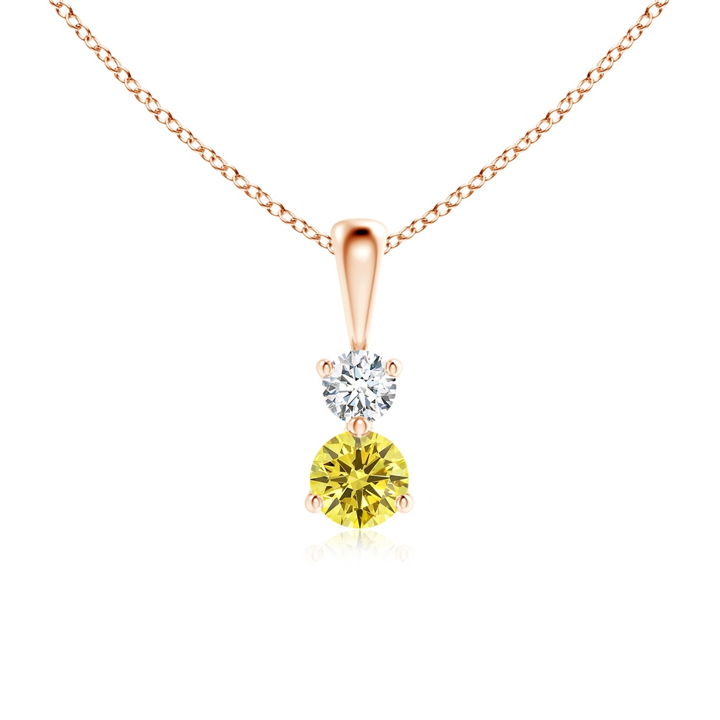 4mm AAAA Prong-Set Two Stone Fancy Intense Yellow Diamond Pendant in Rose Gold