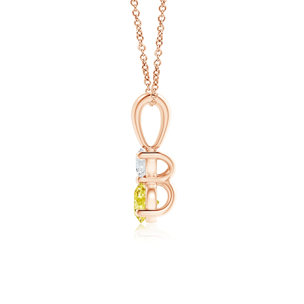 4mm AAAA Prong-Set Two Stone Fancy Intense Yellow Diamond Pendant in Rose Gold - side 199
