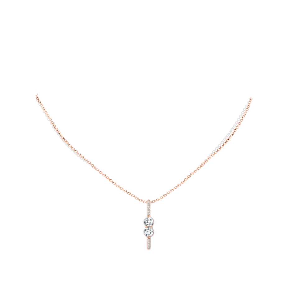 5mm GVS2 Double Diamond Bar Pendant in Rose Gold body-neck