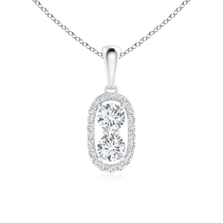 3.8mm GVS2 Two Stone Diamond Halo Pendant in P950 Platinum