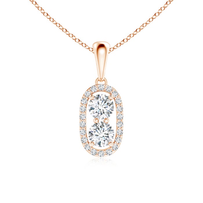 Two Stone Natural Diamond Halo Pendant