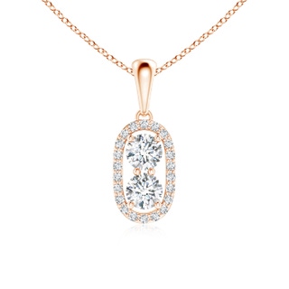 3.8mm GVS2 Two Stone Diamond Halo Pendant in Rose Gold