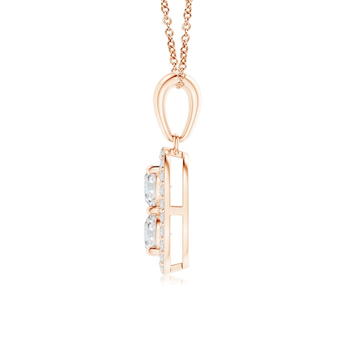 Two Stone Natural Diamond Halo Pendant