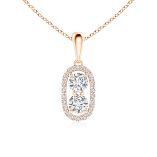 3.8mm HSI2 Two Stone Diamond Halo Pendant in 10K Rose Gold