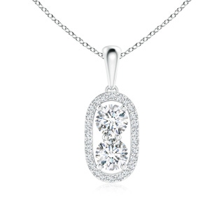 4.3mm GVS2 Two Stone Diamond Halo Pendant in P950 Platinum