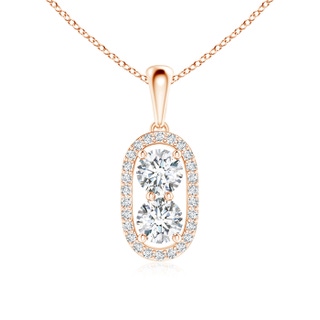 4.3mm GVS2 Two Stone Diamond Halo Pendant in Rose Gold