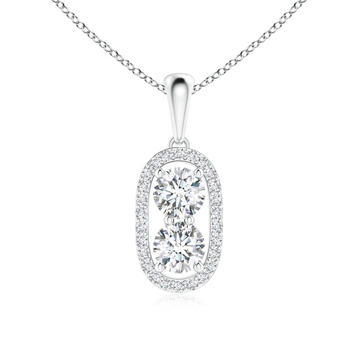 4.3mm GVS2 Two Stone Diamond Halo Pendant in White Gold