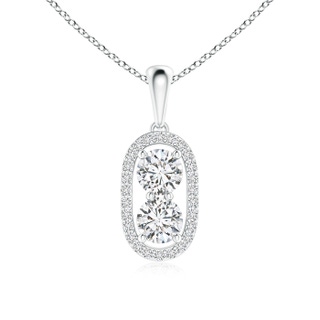 4.3mm HSI2 Two Stone Diamond Halo Pendant in White Gold