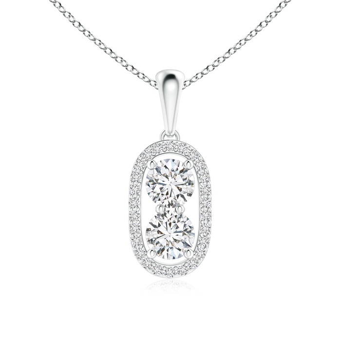 4.3mm HSI2 Two Stone Diamond Halo Pendant in White Gold 