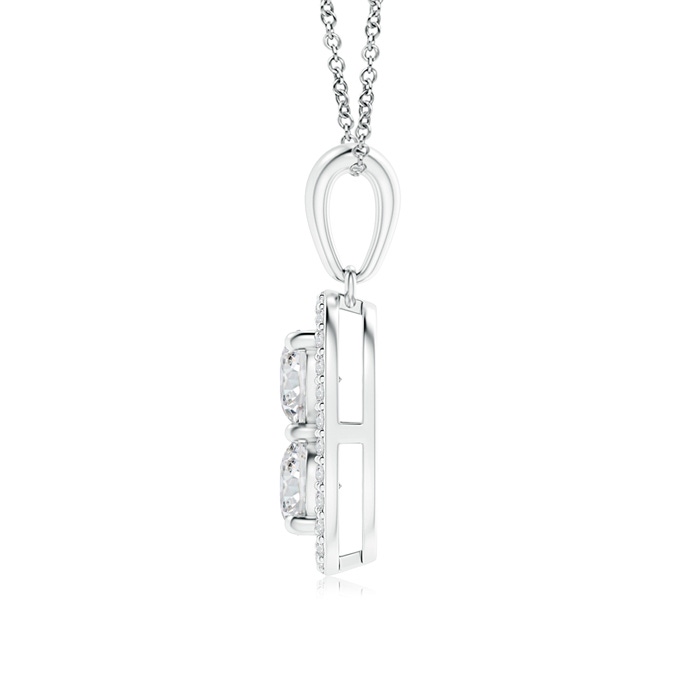 4.3mm HSI2 Two Stone Diamond Halo Pendant in White Gold product image