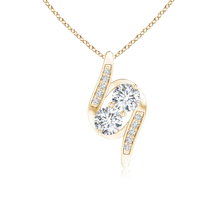 4mm GVS2 Double Diamond Bypass Pendant in Yellow Gold 