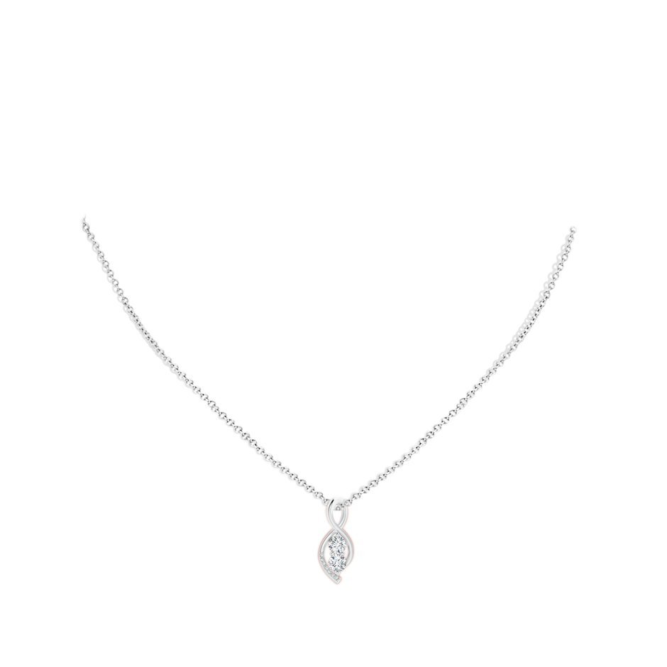4.1mm GVS2 Two Stone Diamond Infinity Twist Pendant in P950 Platinum body-neck